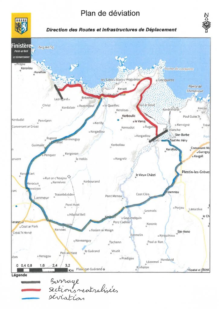 Plan de déviation circulation Locquirec Guimaec samedi 24 septembre 2022 Lokiman