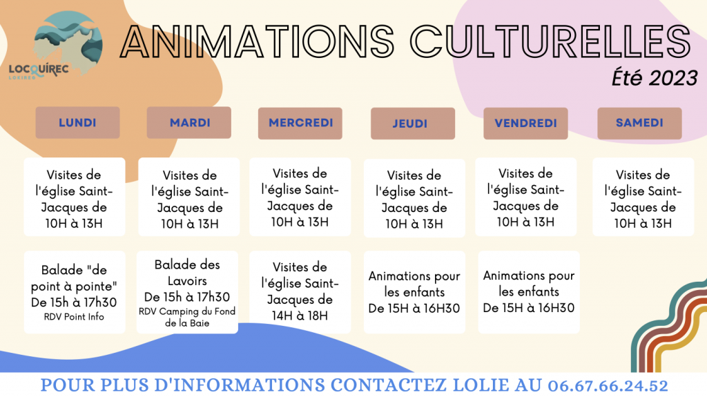 Planning activités culturelles Locquirec été 2023