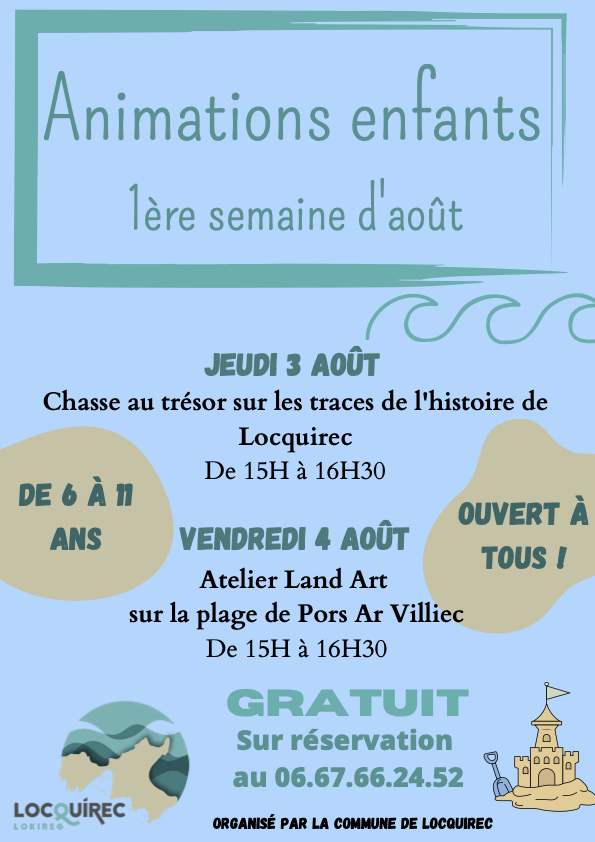 Animations enfants locquirec aout