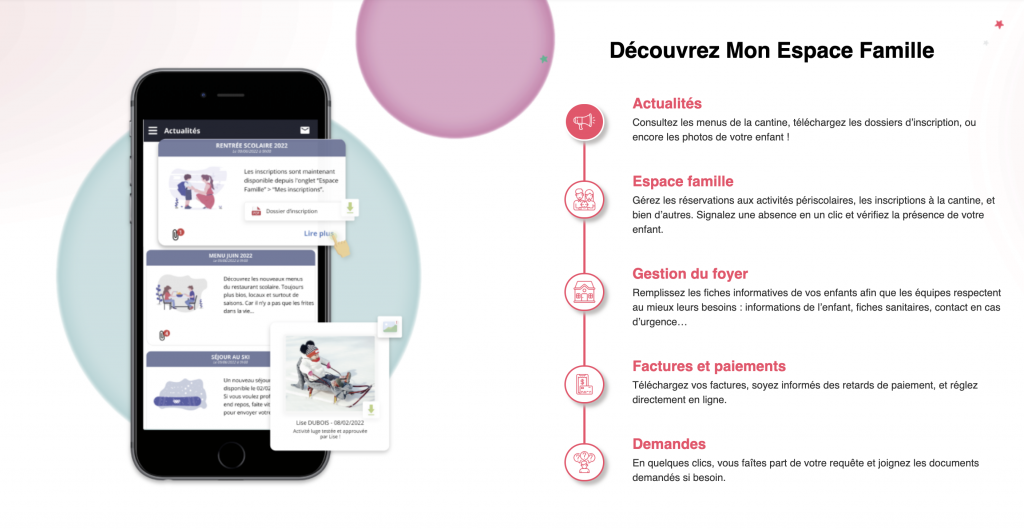 Découvrez "Mon espace Famille" : actualités, gestion des infos, paiement des factures ...