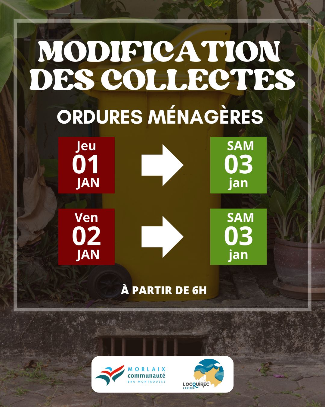 Ordures ménagères | Modification de la collecte